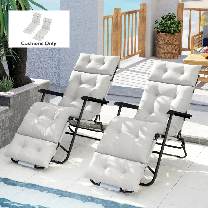 Outsunny Set of Two 190 x 56cm Sun Lounger Cushions - Light Grey