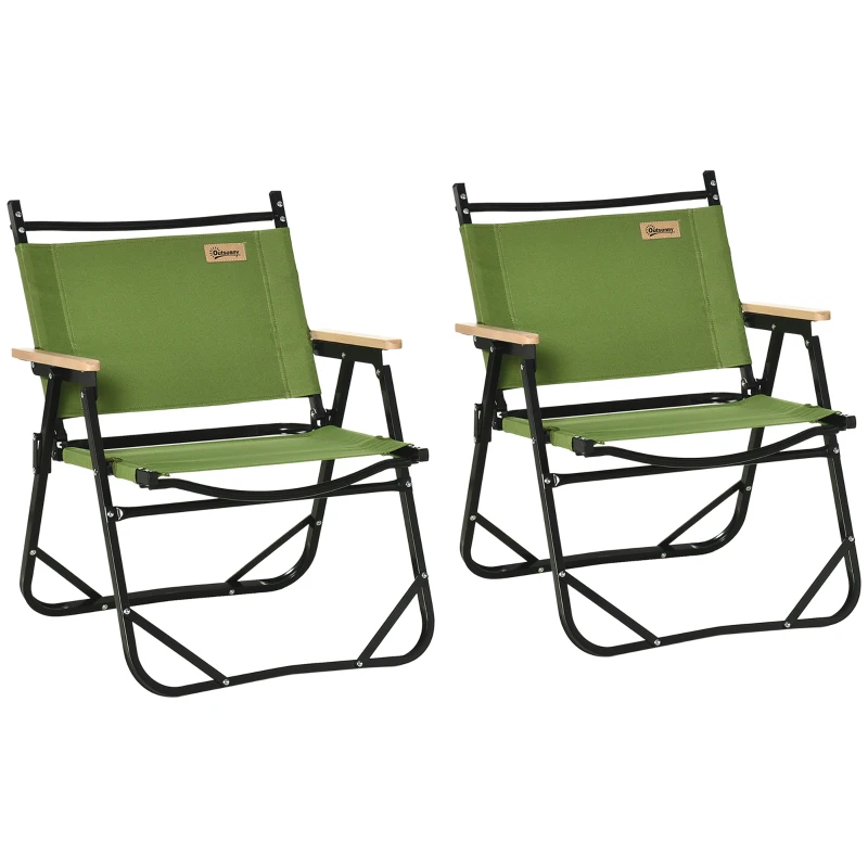Outsunny Lot de 2 chaises de plage camping pliantes - structure en aluminium - dim. 55L x 55l x 66H cm vert