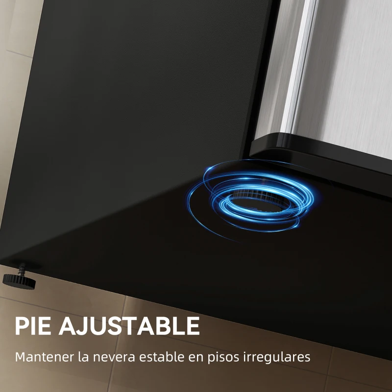HOMCOM Mini Nevera Silenciosa 88 L Clase E Bajo Encimera Temperatura Regulable 5 Niveles Puerta Reversible Luz Interior Negro