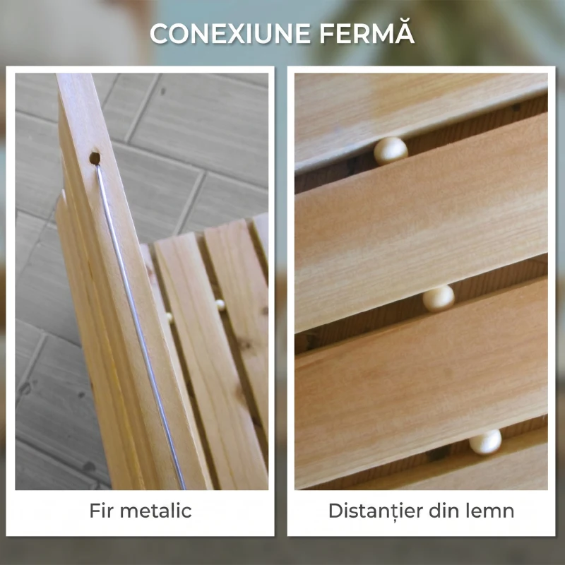 Outsunny Pasarelă de Grădină cu Șipci Rulabile din Lemn de Brad, 120x38 cm, Culoare Lemn