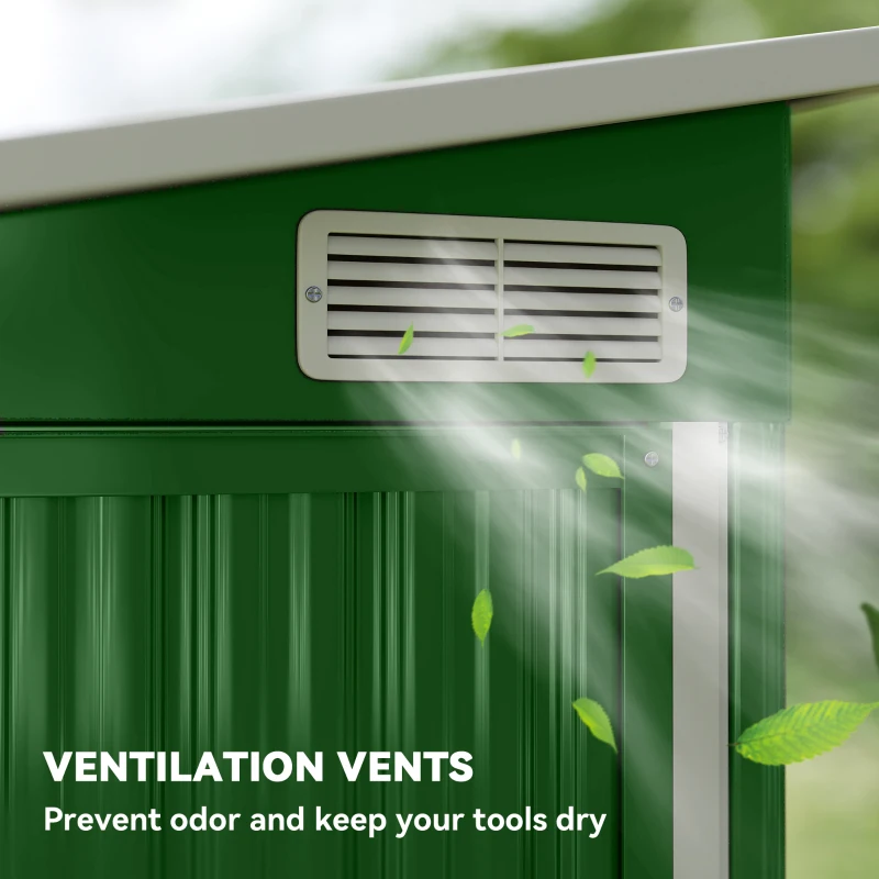 Outsunny 7.5 x 4.3ft Metal Garden Storage Shed, Waterproof Outdoor Shed with Triple Lockable Door, Gloves, Vents, Green