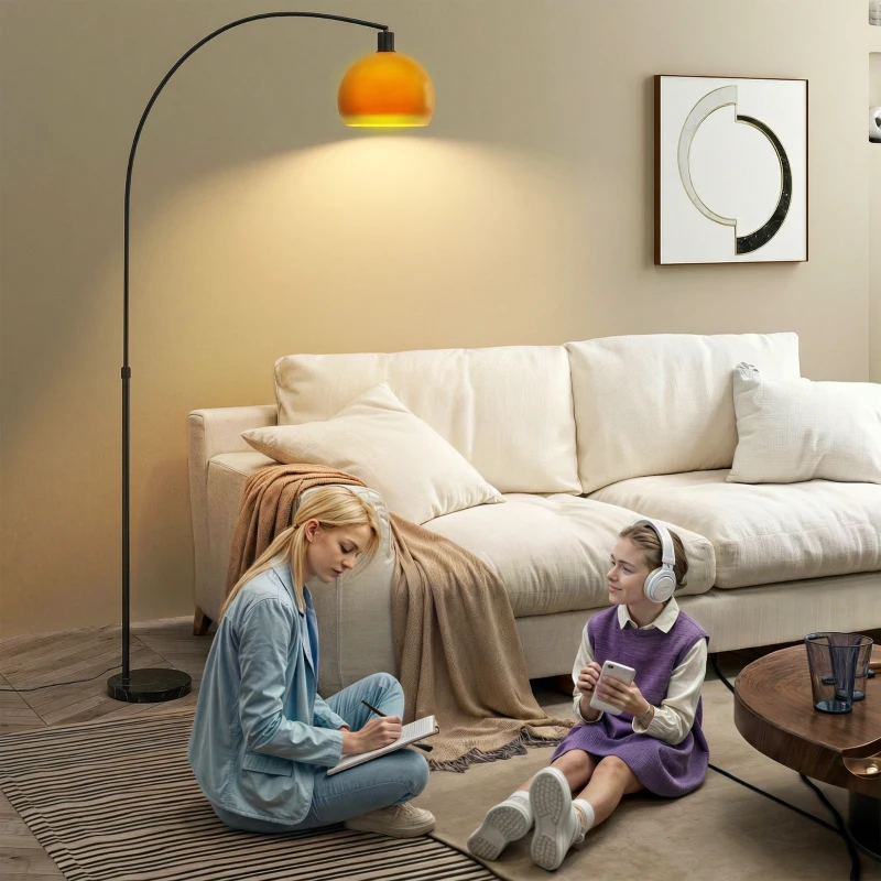 HOMCOM Floor Lamp for Living Room, Modern Standing Lamp with Shade & Foot Switch for Bedroom, Office, Black