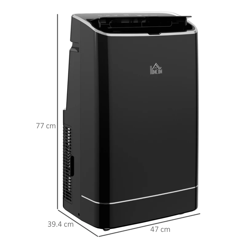 HOMCOM 14000 BTU Mobile Air Conditioner, 35m², Smart Home WiFi, with Dehumidifier, Fan, 24H Timer, Window Kit, Black