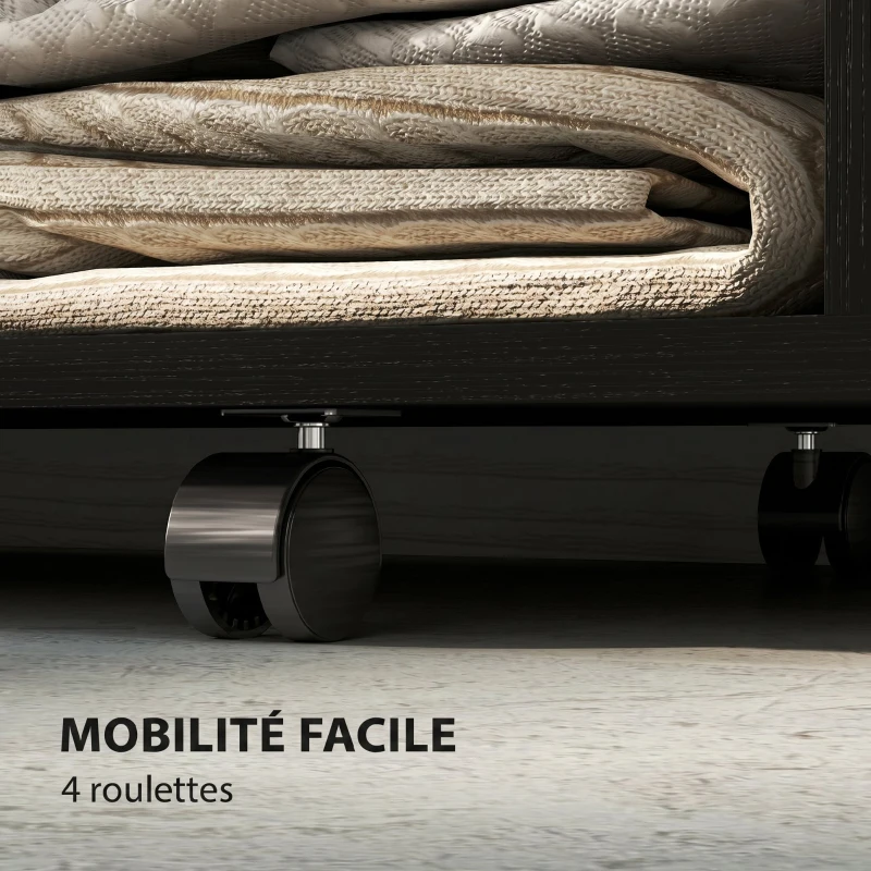 HOMCOM Armoire penderie vêtement dressing mobile 4 roulettes tringle à vêtements et étagères ouvertes 80 x 40 x 128 cm noir