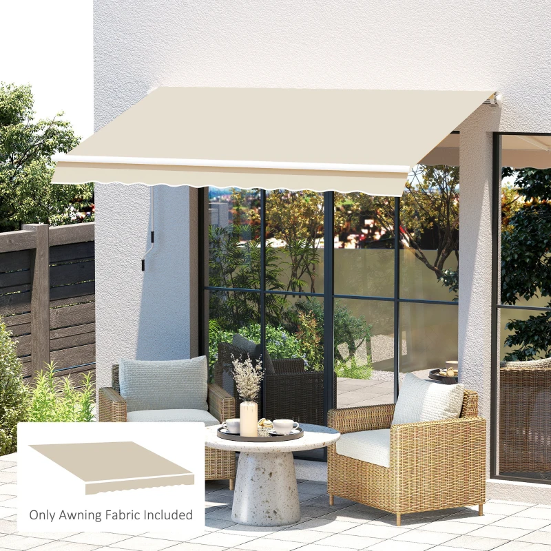 Outsunny Toile de rechange store banne lambrequin vagues douces polyester haute densité 280 g/m² anti-UV 2,82 x 2,4 m crème