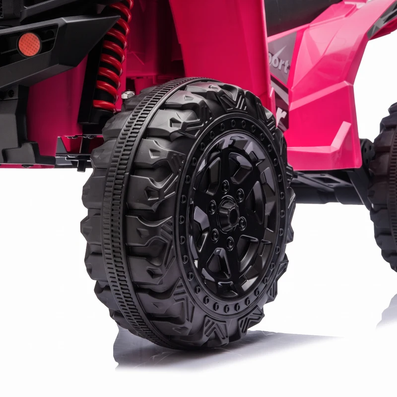 AIYAPLAY 24V 2 Seater Electric Quad Bike for Kids, Ride On Car ATV Toy w/ Forward Backward, for Boys Girls 3-8 Years, Pink