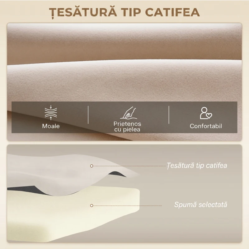 HOMCOM, Canapea Extensibilă 3 în 1, Cu Spătar Reglabil, Material tip catifea, 102x73x81 cm, Bej