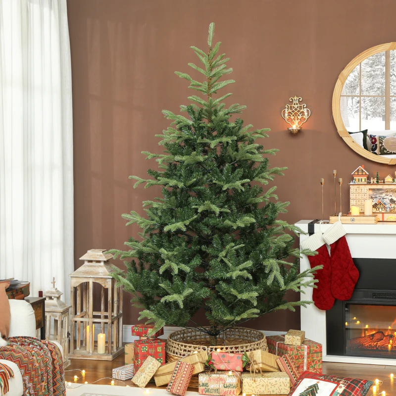 HOMCOM Árbol de Navidad Artificial 210 cm con 1123 Ramas y Soporte Metálico Plegable Fácil Montaje para Salón Interior Verde