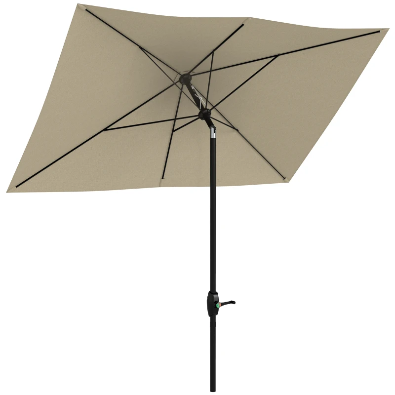 Outsunny Parasol rectangulaire inclinable 2x3 m avec manivelle toile polyester imperméabilisée haute densité 180g/m² crème