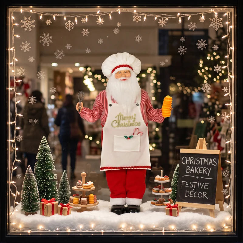 HOMCOM 4ft Singing Cooking Santa Claus, Standing Christmas Animated Santa Figure with Head Moving, Sound/Touch Activated