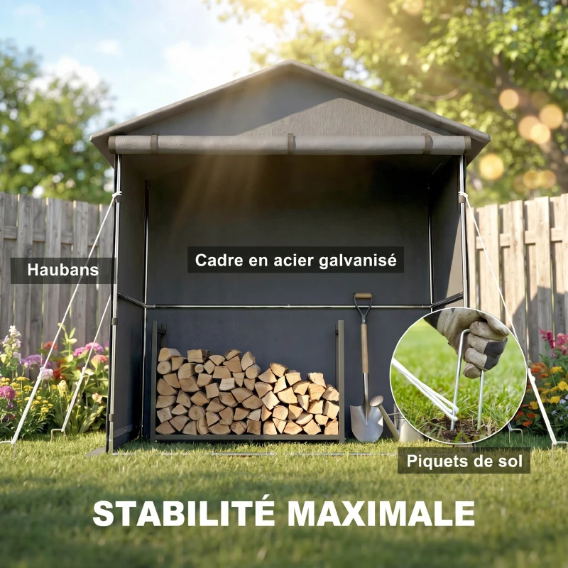 Outsunny Capanno da Giardino 1.1x2 m con Porta Avvolgibile, Tenda Garage per Bici e Moto, Grigio Scuro