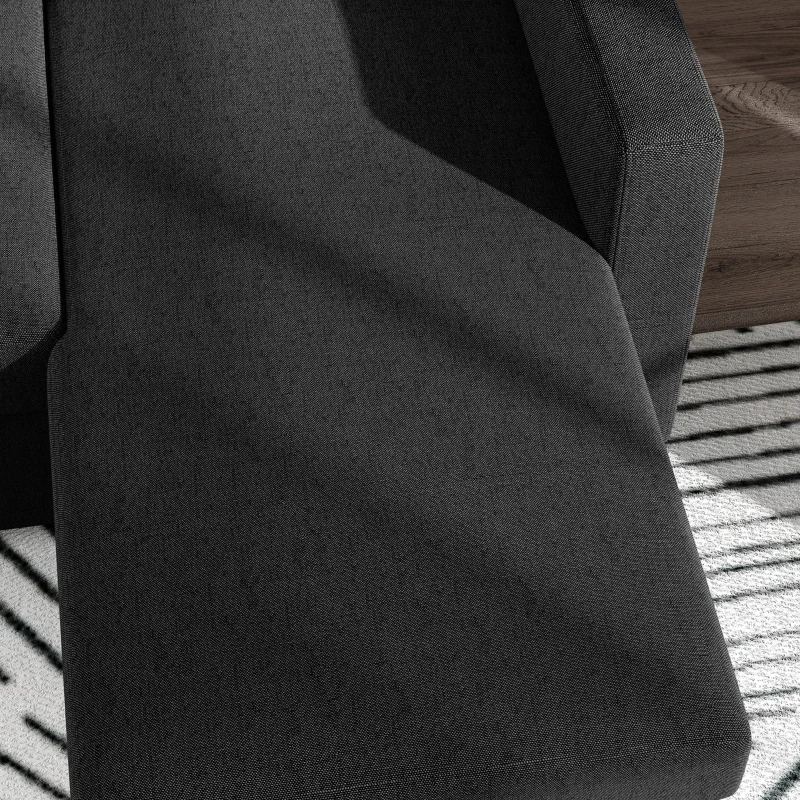 HOMCOM Canapé d'angle convertible modulable avec méridienne réversible, coffre de rangement et 3 coussins de dossier, noir