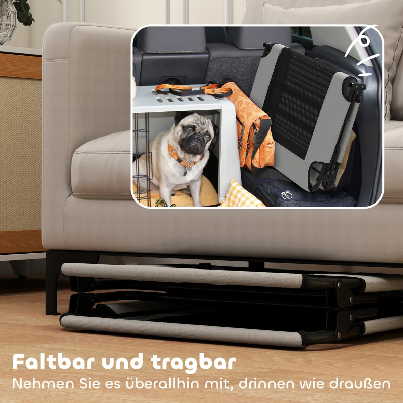 PawHut Tragbares erhöhtes Hundebett, erhöhtes Haustierbett mit atmungsaktivem Netz, für große Hunde, Hellgrau