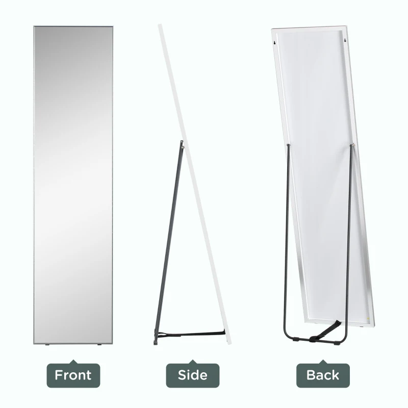 HOMCOM Full Length Mirror, Freestanding or Wall-Mounted Dressing Mirror with Stand for Bedroom, Living Room, 160 x 40 cm, Black Frame