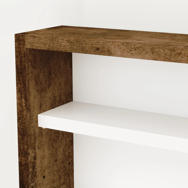 HOMCOM Bacheca Portaoggetti a 4 Ripiani Regolabili, Vetrina a Muro in Vetro e Legno, 80x9.5x60 cm, Marrone