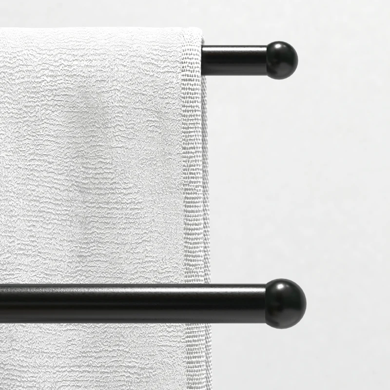 HOMCOM Toalheiro de Pé de Metal Escada para Casa de Banho com 2 Barras em Forma de T Design Moderno 50x18,5x85 cm Preto