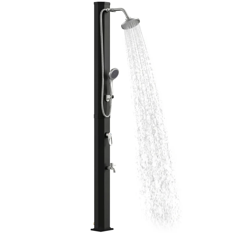 Outsunny Duș Solar de Exterior cu Protecție la Îngheț, 35l, Negru