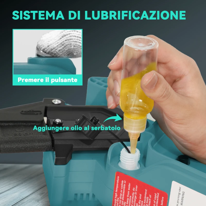 Outsunny Motosega a Batterie 2 in 1 con Palo Telescopico, Motore Brushless, 2 Batterie e Blocco di Sicurezza, Blu
