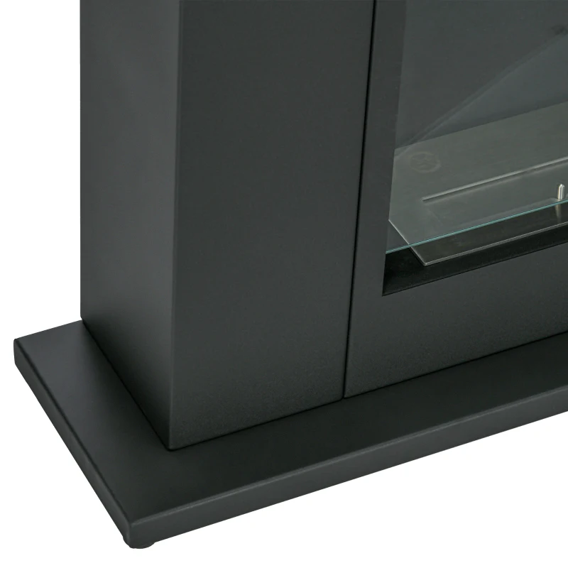 HOMCOM Camino Bioetanolo da Terra con Bruciatore da 0.9L Durata 3 Ore, Area Riscaldata 20-25 m², 73x20x75cm, Nero