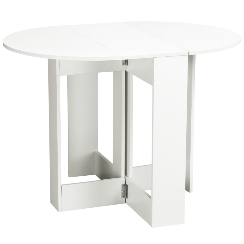 HOMCOM Mesa Plegable de Comedor Mesa de Cocina Plegable con 2 Alas Abatibles Mesa Plegable para 2-4 Personas 104x76x73,7 cm Blanco