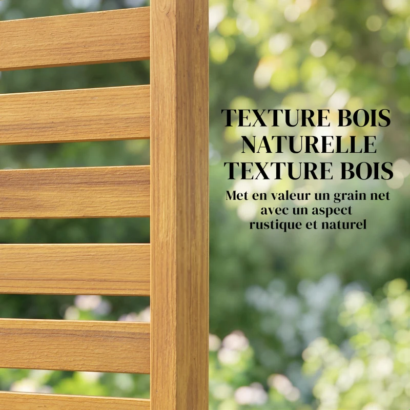 Outsunny Brise-vue Bois à Lamelles Claustra Paravent Extérieur Autoportant pour Jardin Terrasse 80x40x170cm Marron