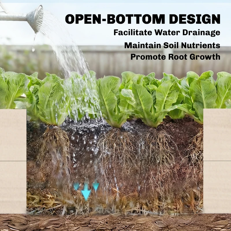 Outsunny Wooden Raised Bed for Garden, 620L Extra Large Raised Garden Bed with Open Bottom, Outdoor Elevated Planter Box
