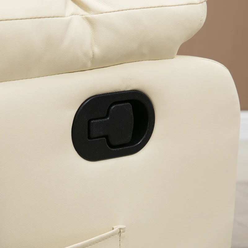 HOMCOM Poltrona de Massagem Poltrona Relax Reclinável com 8 Pontos de Massagem Controlo Remoto Estofada em PU 94x99x99 cm Creme