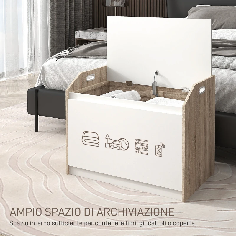 HOMCOM Cassapanca in Legno Moderna con Schienale e Vano Contenitore, 62.4x40x51.5cm, Bianco