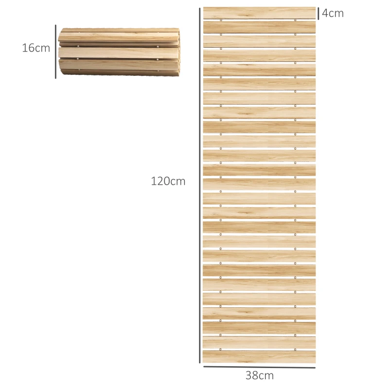 Outsunny Pasarelă de Grădină cu Șipci Rulabile din Lemn de Brad, 120x38 cm, Culoare Lemn