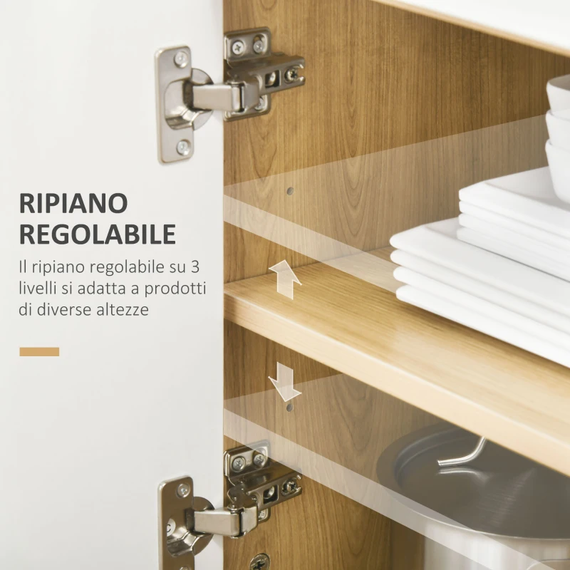 HOMCOM Mobiletto per Microonde in Truciolato con Ripiano Superiore, Cassetto Scorrevole e Armadietto, 58x40x118 cm