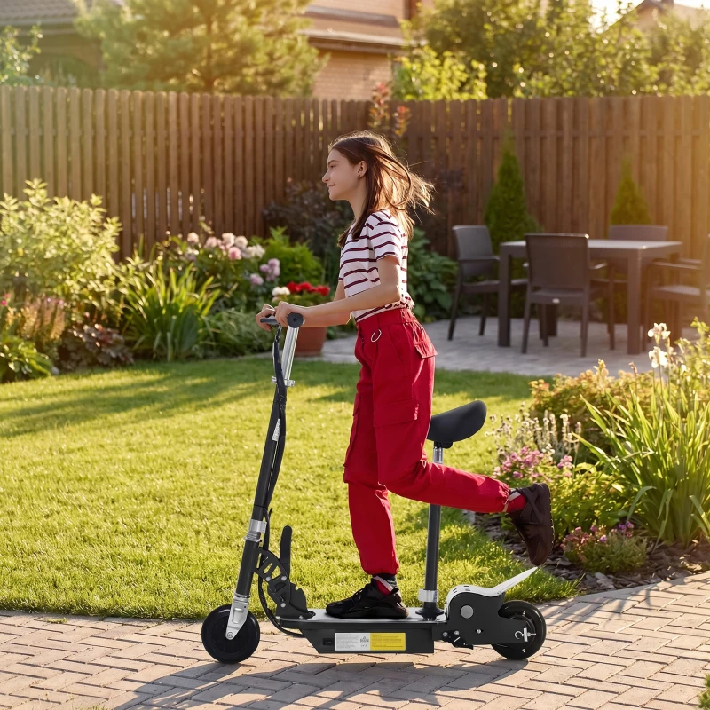 HOMCOM Trottinette électrique 120 W pliable pour enfant de 6+ ans hauteur guidon et selle réglable 10 Km/h max. noir