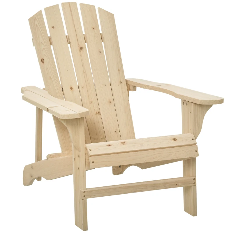 Outsunny Adirondack Stuhl wetterfest Adirondack Chair aus Holz Outdoor Gartenstuhl mit Hoher Rückenlehne Armlehnen