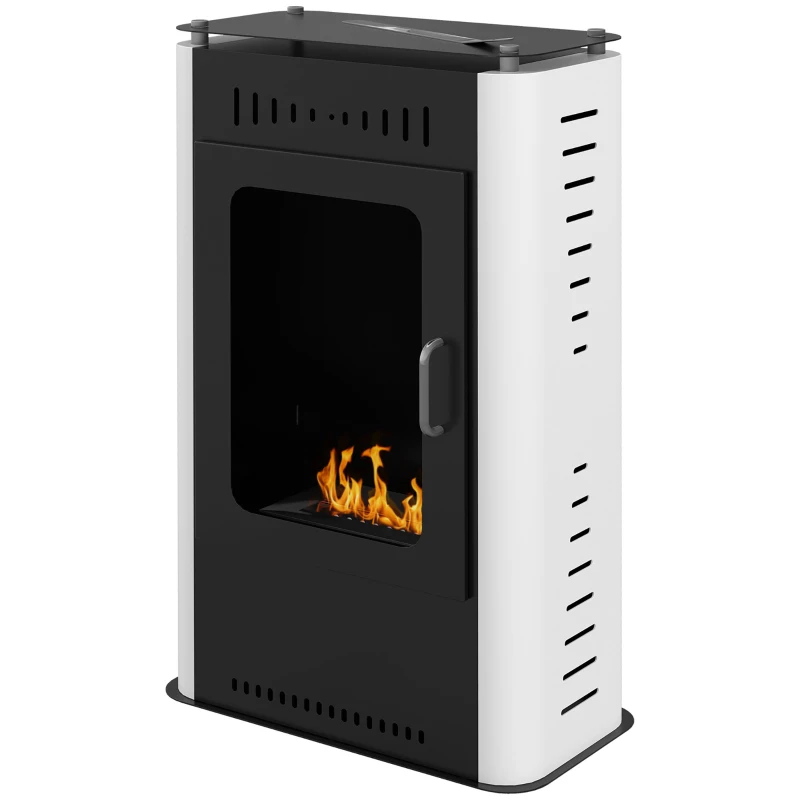 HOMCOM Camino a Bioetanolo da Terra 1.2L con Mensola Superiore, in Acciaio, 50x27x82 cm, Bianco e Nero
