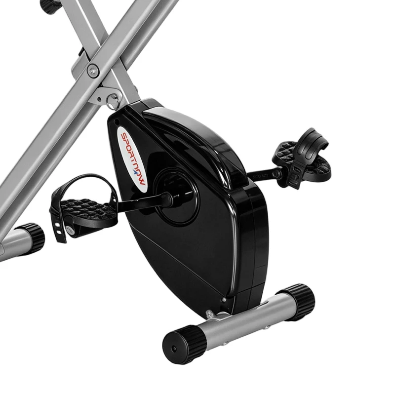 SPORTNOW Folding and Quiet Exercise Bike with 8-Level Magnetic Resistance and Heart Rate Sensor, for Home Gym, Black and Grey