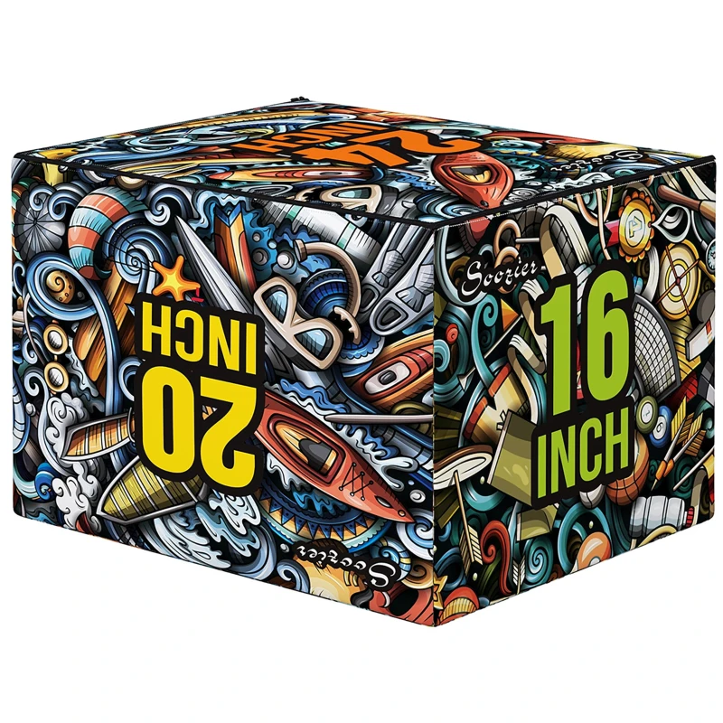 SPORTNOW Plyo Box cu 3 înălțimi, cutie pentru sărituri antiderapantă pentru acasă și sală de sport, 61x51x41 cm, multicolor