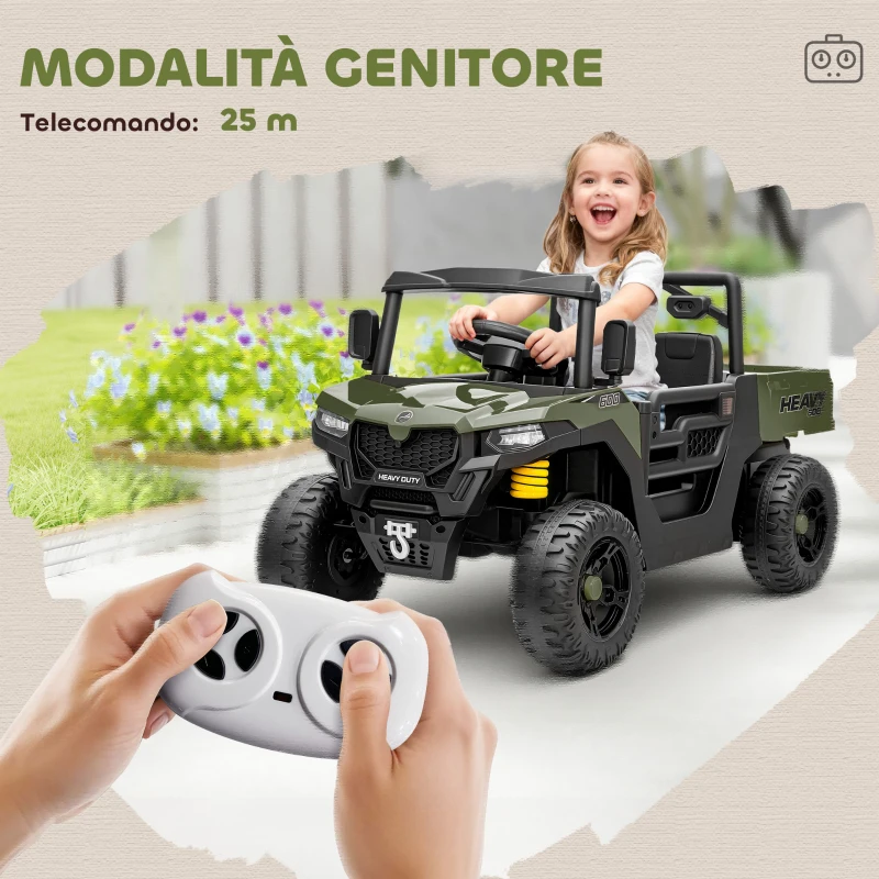 AIYAPLAY Macchina Elettrica Bambini 12V con Telecomando, Sospensioni, Bagagliaio e Musica, Età 3-8 Anni, Verde