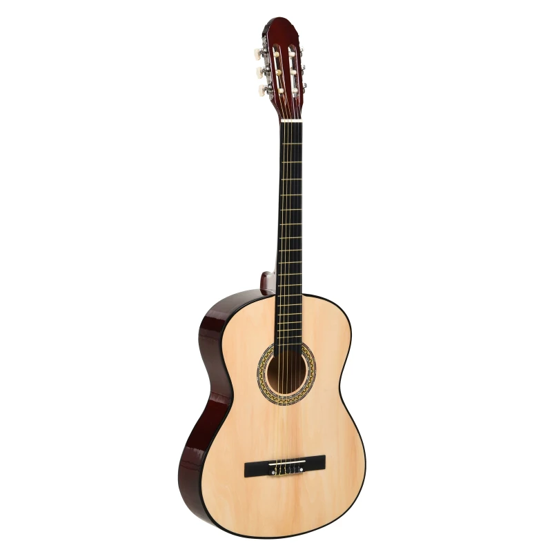 HOMCOM Chitarra Classica da 40" per Adulti con Custodia, Accordatore, 3 Plettri e 6 Corde Nylon di Ricambio