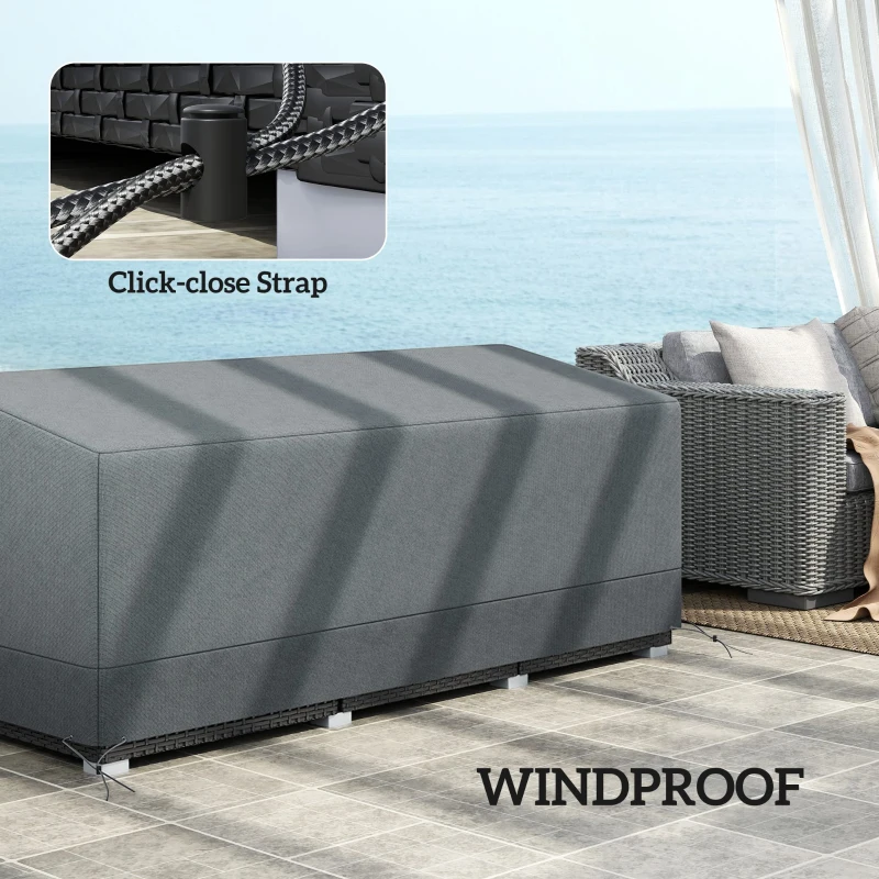Outsunny Rectangular Patio Garden Furniture Cover Waterproof for 3 Seater Sofa Bistro Set, UV Resistant Protection 600D Oxford Fabric Rattan Lounge Clean Cover, 190 x 72 x 76cm, Grey
