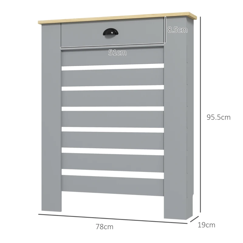 HOMCOM Acoperiș pentru Calorifer din MDF cu Sertar, 78x19x95.5 cm, Gri