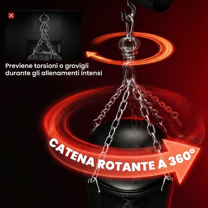 SPORTNOW Supporto per Sacco da Boxe con Sacco, Catena a 360°, Max 120kg, Allenamento MMA Muay Thai Palestra Casa