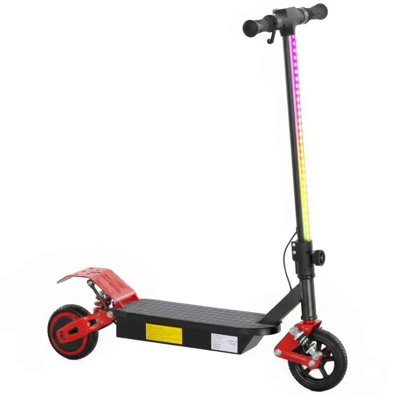 AIYAPLAY Foldable Kids Electric Scooter with LCD Display, Dual Shock Absorption, Up to 15 KM/H, Max Range 6 KM for Age 6-14, Red