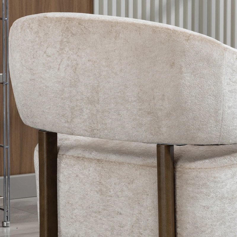 HOMCOM Accent Chair, Chenille Upholstered Tub Chair with Wide Seat, Solid Wood Frame and Legs, Comfy Armchair, Beige