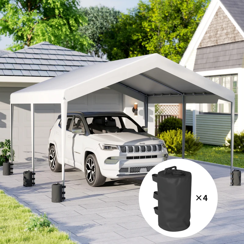 Outsunny Set of 4 Gazebo Weights Sand Bags, Gazebo Water Weights Bags with Carry Handles for Garden Marquee, Parasol, Black
