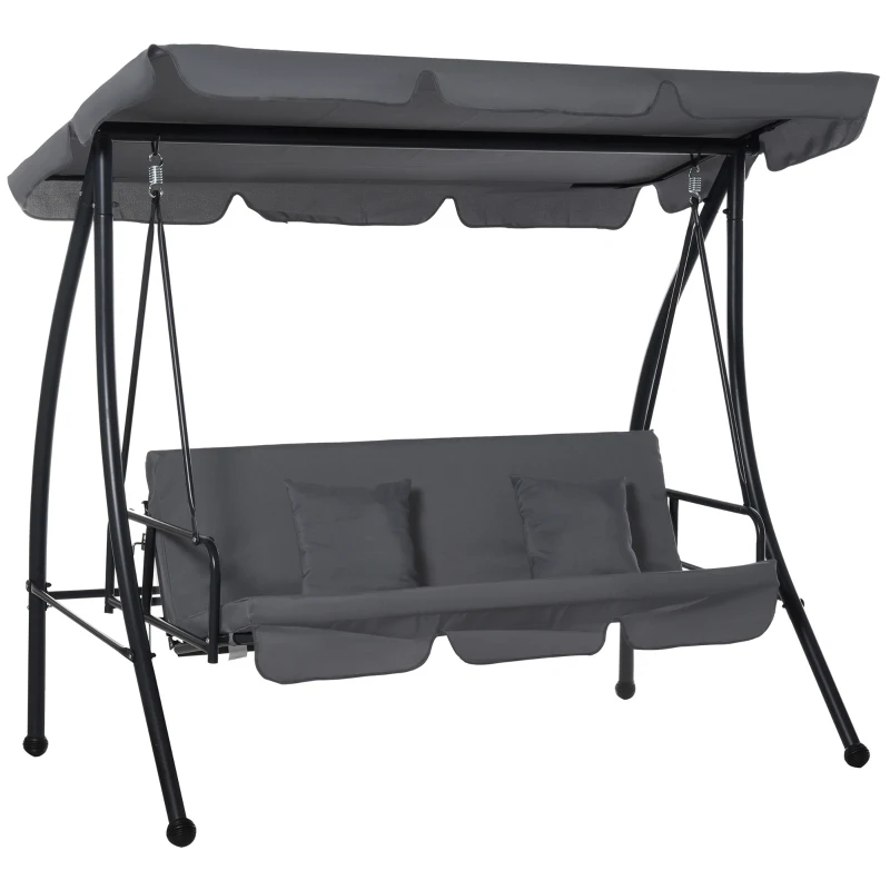 Outsunny Balancelle de Jardin Convertible 3 Places Inclinaison Toit réglable Matelas fourni 2L x 1,25l x 1,7H m métal