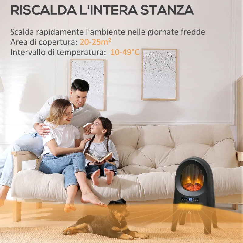 HOMCOM Termoventilatore a 3 Modalità di Riscaldamento con 3 Temperature Regolabili, 33.7x25.5x60.4 cm, Nero