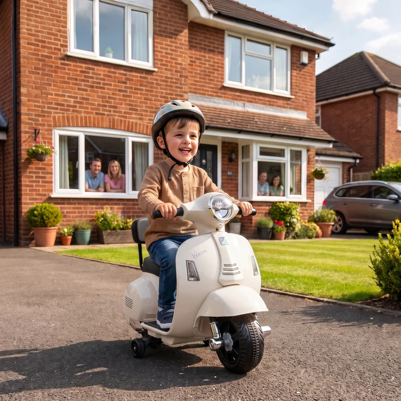 AIYAPLAY Moto Elettrica per Bambini 1.5-3 Anni MINI VESPA GTS 6V, Bianco