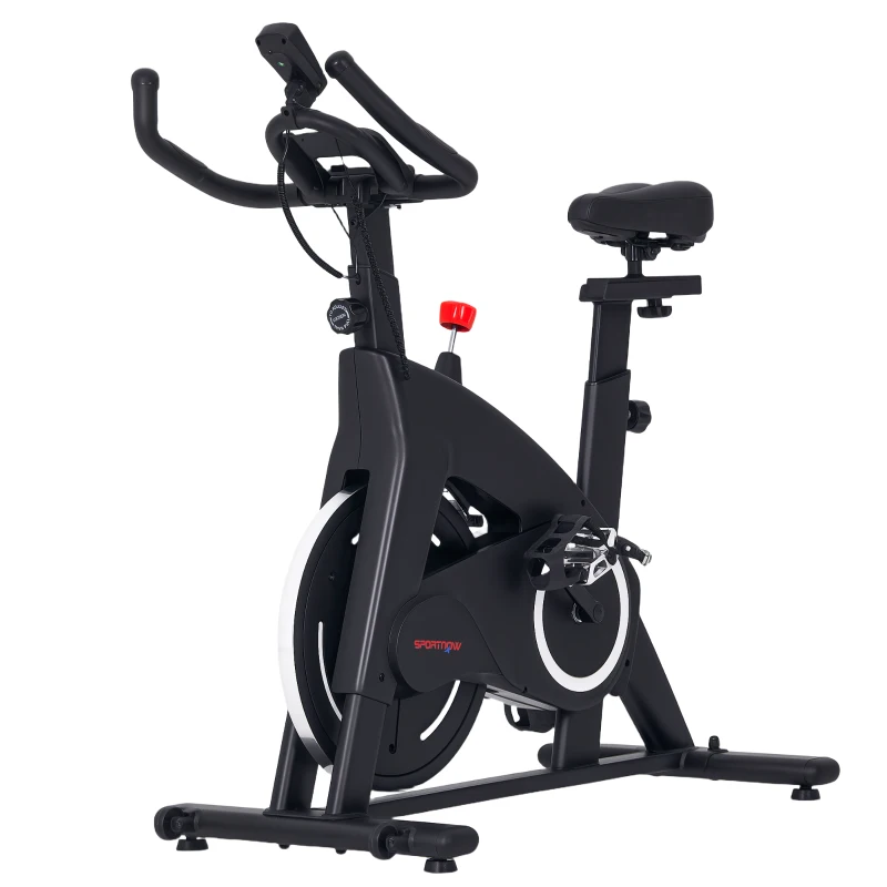SPORTNOW Vélo d'appartement fitness silencieux résistance, selle et poignée réglables, écran LCD, support tablette, noir
