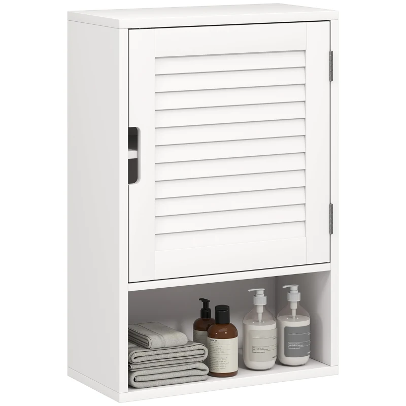 HOMCOM Badkamerkast Hangkast Wandkast met 1 deur, verstelbare planken 40 x 20 x 60 cm Wit