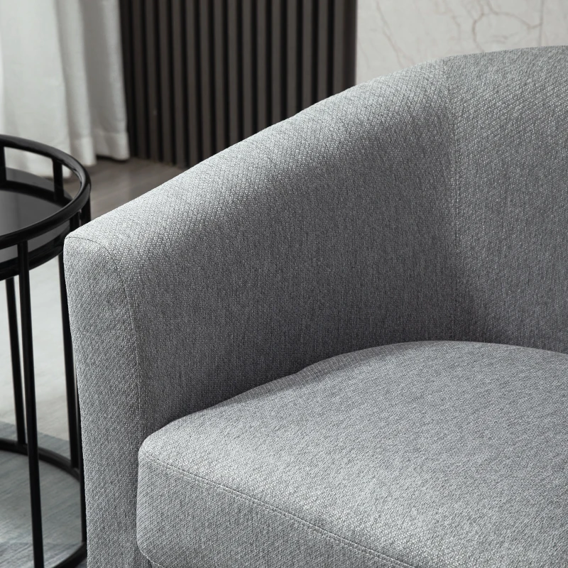 HOMCOM Poltrona Moderna Imbottita con Seduta Profonda, Poltroncina da Camera e Soggiorno, 75x72x74cm, Grigio