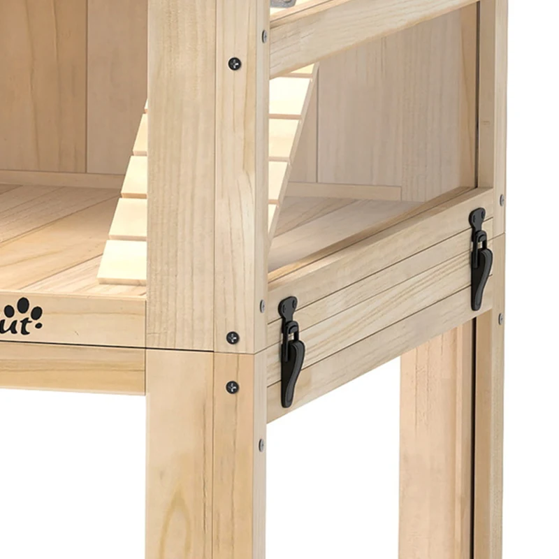 PawHut Cage hamster rongeur à 3 niveaux fond amovible de 31 cm de profondeur cabane balançoire 80x50x76cm finition bois naturel